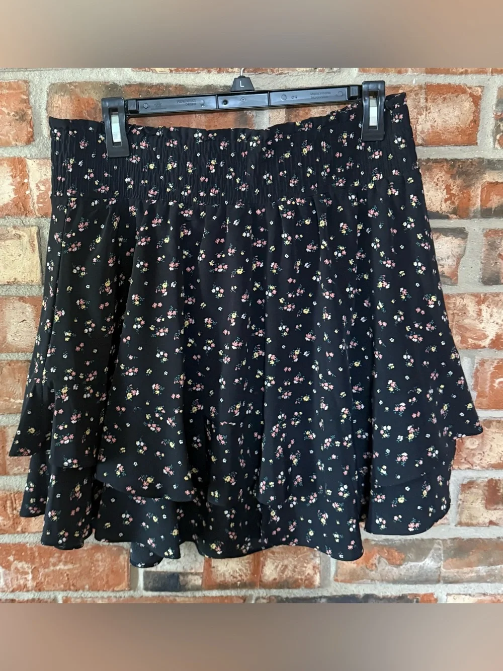 Socialite Black Floral Skirt with Pink & Green Accents - Picture 4 of 6
